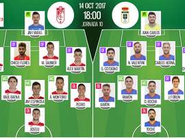 Alineaciones del encuentro de Segunda División Granada-Oviedo. BeSoccer