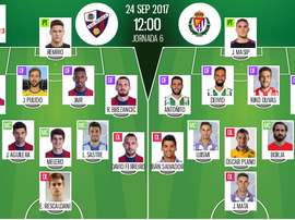 Alineaciones del encuentro de Segunda División Huesca-Valladolid. BeSoccer