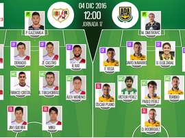 Alineaciones del encuentro de Segunda División Rayo-Alcorcón, diciembre de 2016. BeSoccer