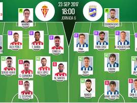 Alineaciones del encuentro de Segunda División Sporting-Lorca. BeSoccer