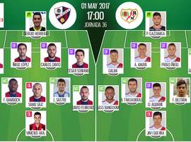 Alineaciones del Huesca-Rayo del 1-05-17. BeSoccer