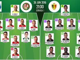 Line-ups for Hungary v Belgium, 26-06-16. BeSoccer