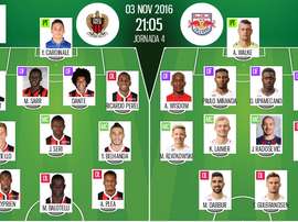 Alineaciones del Niza-Salzburgo de la cuarta jornada de la Europa League 2016-17. BeSoccer