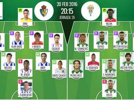 Alineaciones del Ponferradina-Córdoba de la jornada 26 de Segunda. BeSoccer