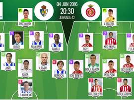 Alineaciones del Ponferradina-Girona del 04-06-16. BeSoccer