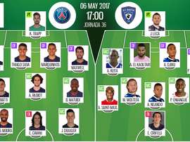 Alineaciones del PSG-Bastia del 06-05-17. BeSoccer