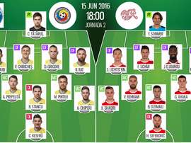 Team-sheets for Romania v Switzerland. BeSoccer