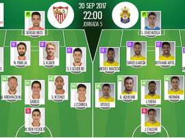 Onzes de Sevilla e Las Palmas para a partida desta noite. BeSoccer