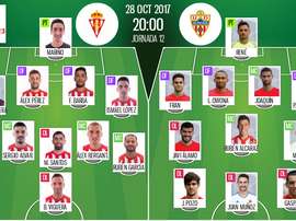Alineaciones del Sporting-Almería del 28-10-17. BeSoccer