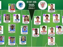 Alineaciones oficiales de Genk y Athletic, partido correspondiente a la Europa League. BeSoccer