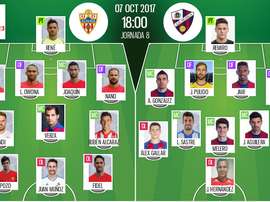 Alineaciones oficiales de Almería y Huesca. BeSoccer