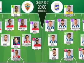 Alineaciones oficiales del Almería-Lorca de Segunda División 2017-18. BeSoccer