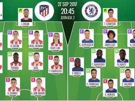 Escalações do 'Atleti'-Chelsea. BeSoccer