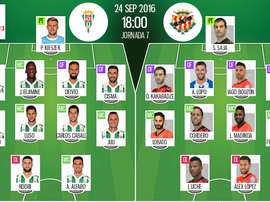 Alineaciones del Córdoba-Nàstic de Tarragona de la jornada 7 de Segunda 16-17. BeSoccer
