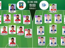 Alineaciones oficiales del Formentera-Alavés de la ida de octavos de Copa 2017-18. BeSoccer