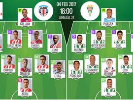 Alineaciones oficiales del Lugo-Córdoba de la jornada 24 de Segunda División 2016-17. BeSoccer