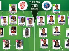 Alineaciones oficiales del Nancy-PSG de la jornada 9 de la Ligue 1 16-17. BeSoccer