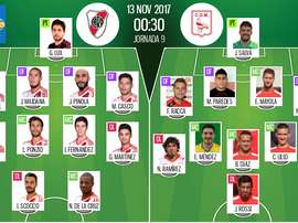 Alineaciones oficiales del River-Deportivo Morón. BeSoccer