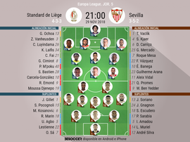 Alineaciones del Standard de Liefa-Sevilla. BeSoccer
