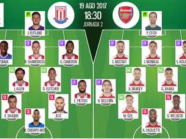 Escalações de Stoke e Arsenal. BeSoccer