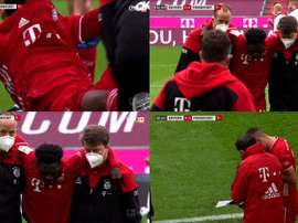 Inquiétante blessure d'Alphonso Davies contre Francfort. Captures/FOXSports