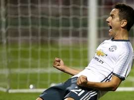 Ander Herrera celebrates scoring Man Utd's winning goal. ManUtd