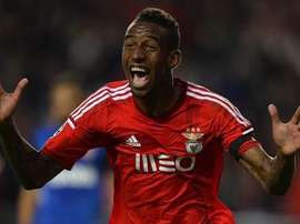Talisca célébrant un but avec son ancienne équipe le Benfica. AFP