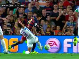 Angeleri entra a Luis Suárez en el Barcelona-Málaga. Canal+