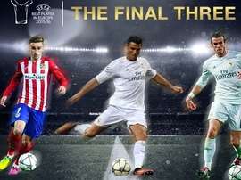 Griezmann, Ronaldo y Bale, finalistes pour le Meilleure Joueur d'Europe de 2015-16. UEFA