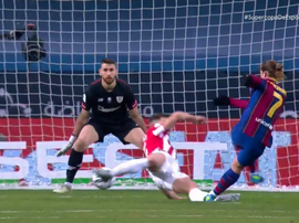 Antoine Griezmann put Barca ahead in the Spanish Super Cup final. Screenshot/Vamos