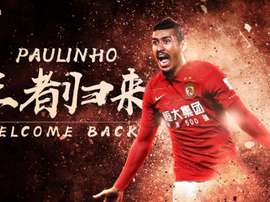 Paulinho voltou a China para jogar no Guangzhou Evergrande. Guangzhou