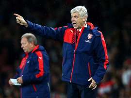 Arsene Wenger directing play for Arsenal. Twitter