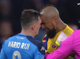 Vidal fue expulsado. Captura/MovistarLigadeCampeones