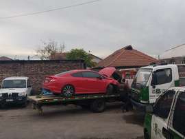 Así quedó el coche de Pinilla tras el accidente. Twitter