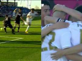 Reinier estreia no time B do Real Madrid com toque de calcanhar. Capturas/RealMadridTV