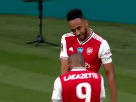 Aubameyang ouvre le score pour les Gunners. Captura/DAZN