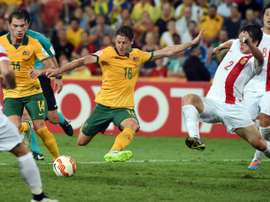 Australia Nathan Burns (C), seen in action during an AFC Asian Cup match against China, in Brisbane, in January 2015