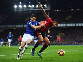 Baines (L) equalised late on from the panlty spot. EvertonFC
