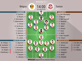 Os onzes do Bélgica-Tunísia. Goal
