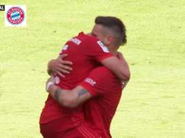 Pavard marca seu primeiro gol pelo Bayern. Captura/Movistar