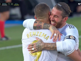 Benzema rapproche le Real du titre contre Villarreal. Capture/Movistar+