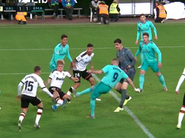 Courtois e Benzema garantem o empate. Captura/Movistar+LaLiga