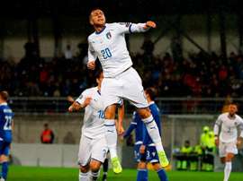 Bernardeschi celebra il gol che ha aperto le marcature.Twitter/azzurri
