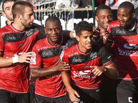 Blas celebra un gol con el Guingamp. EAGuingamp