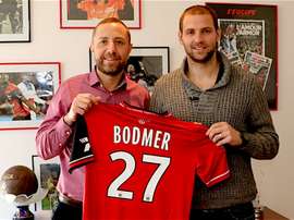 Bodmer, durante su presentación como jugador del Guingamp. Guingamp