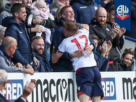 Stephen Darby was watching his former team-mates from the stands. Twitter/OfficialBWFC