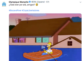 El Marsella bromeó con la suspensión del duelo. Twitter/OM_Espanol
