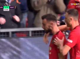 Fernandes got his first United goal. Screenshot/SportTV2