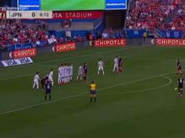 Le coup splendide coup franc de Rapinoe en SheBelieves Cup. Twitter/USWNT
