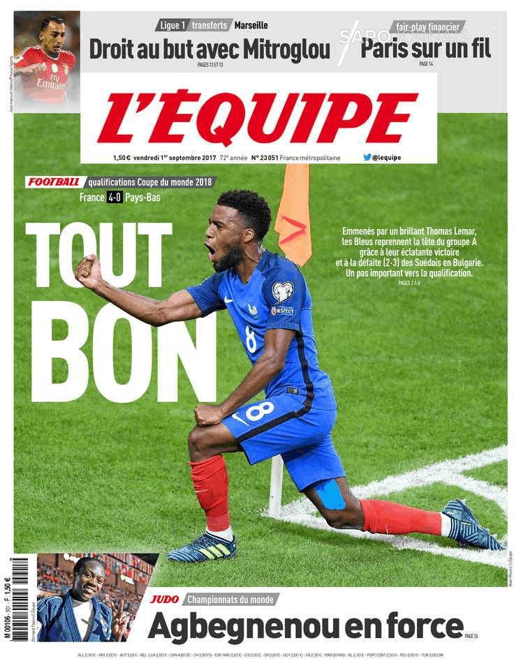 Les Unes des journaux sportifs européens du 1er septembre 2017  BeSoccer